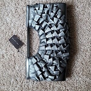 NWT vintage The Limited silver ruffles clutch